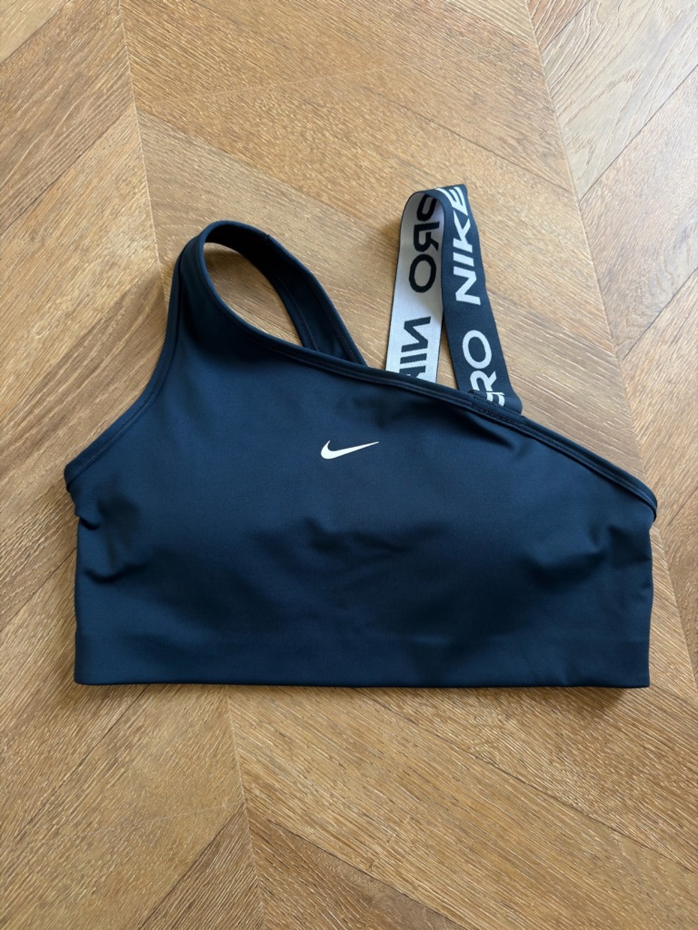 NWOT | Nike Pro Swoosh Navy One-Shoulder Asymmetric Sports Bra - Picture 2 of 4
